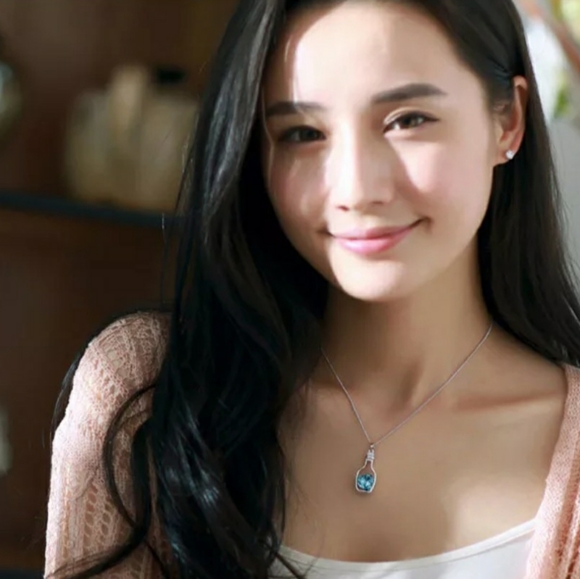 Jewelry New Light Blue Heart In A Bottle Charm Silver Necklace Poshmark